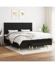 Sommier à lattes de lit avec matelas Noir 200x200 cm Tissu | Mobilier & Déco