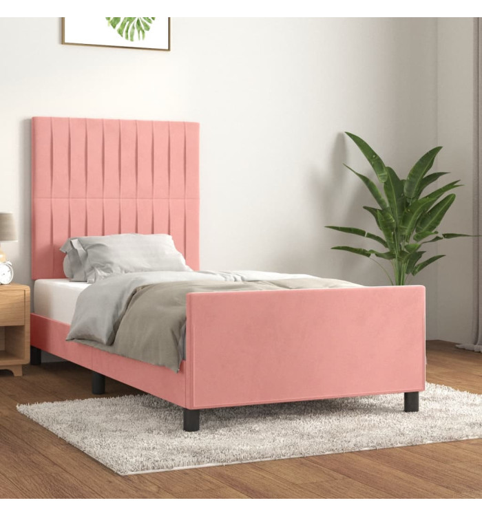 Cadre de lit sans matelas rose 80x200 cm velours | Mobilier & Déco