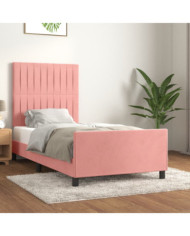 Cadre de lit sans matelas rose 80x200 cm velours | Mobilier & Déco