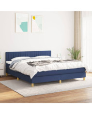 Sommier à lattes de lit avec matelas Bleu 180x200 cm Tissu | Mobilier & Déco