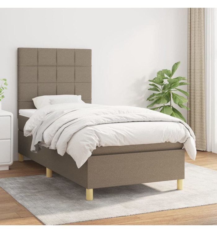 Sommier à lattes de lit avec matelas Taupe 90x190 cm Tissu | Mobilier & Déco