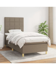 Sommier à lattes de lit avec matelas Taupe 90x190 cm Tissu | Mobilier & Déco