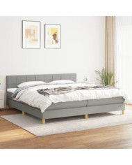 Sommier à lattes de lit avec matelas Gris clair 200x200cm Tissu | Mobilier & Déco