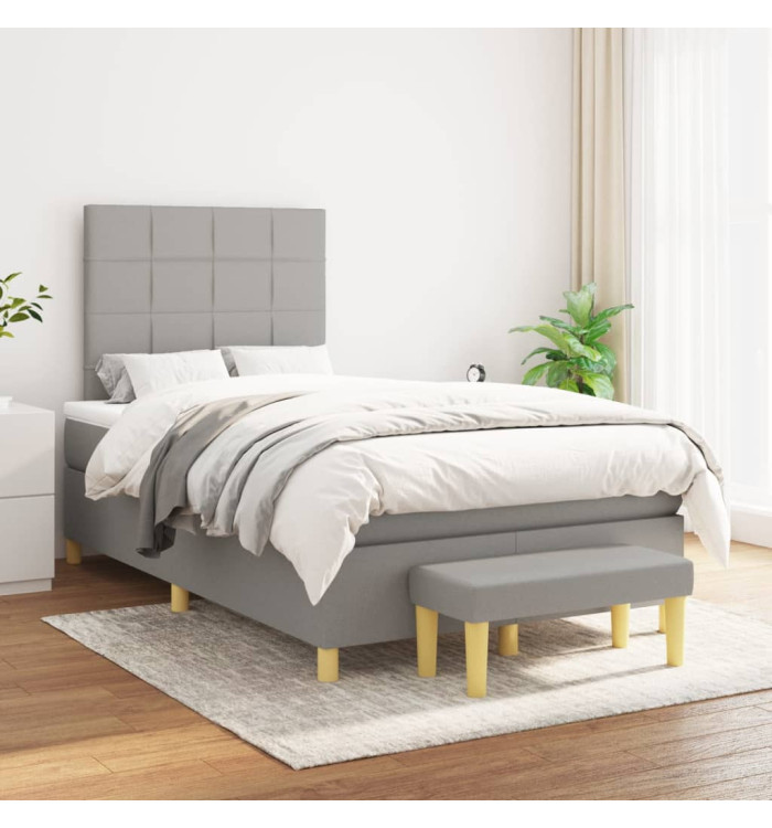 Sommier à lattes de lit avec matelas Gris clair 120x200cm Tissu | Mobilier & Déco