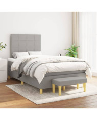 Sommier à lattes de lit avec matelas Gris clair 120x200cm Tissu | Mobilier & Déco