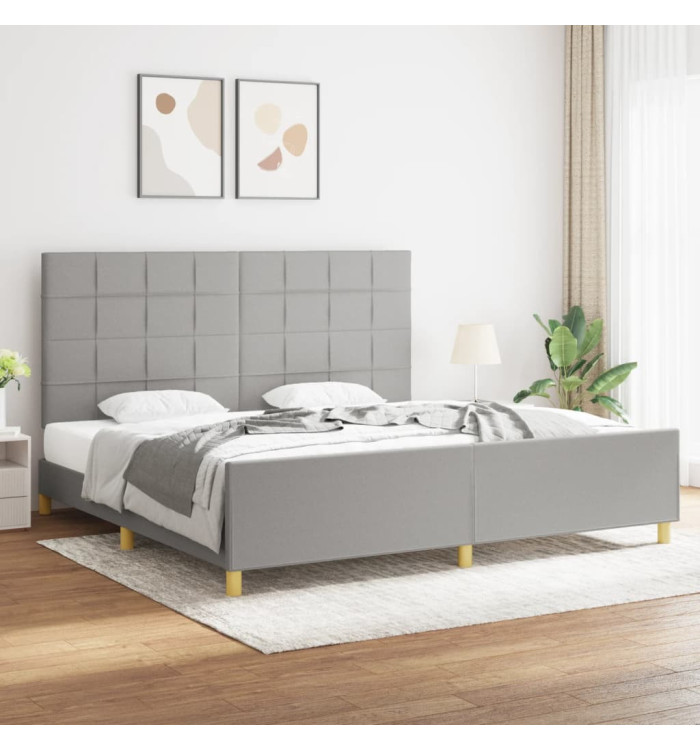 Cadre de lit sans matelas gris clair 200x200 cm tissu | Mobilier & Déco