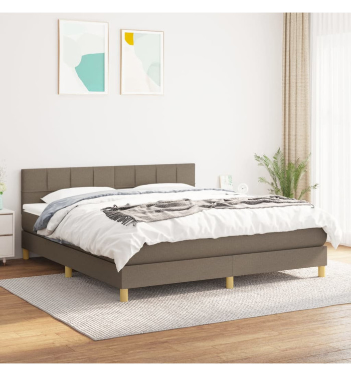 Sommier à lattes de lit avec matelas Taupe 160x200 cm Tissu | Mobilier & Déco