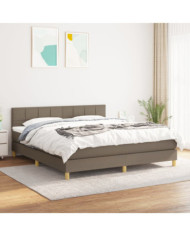 Sommier à lattes de lit avec matelas Taupe 160x200 cm Tissu | Mobilier & Déco