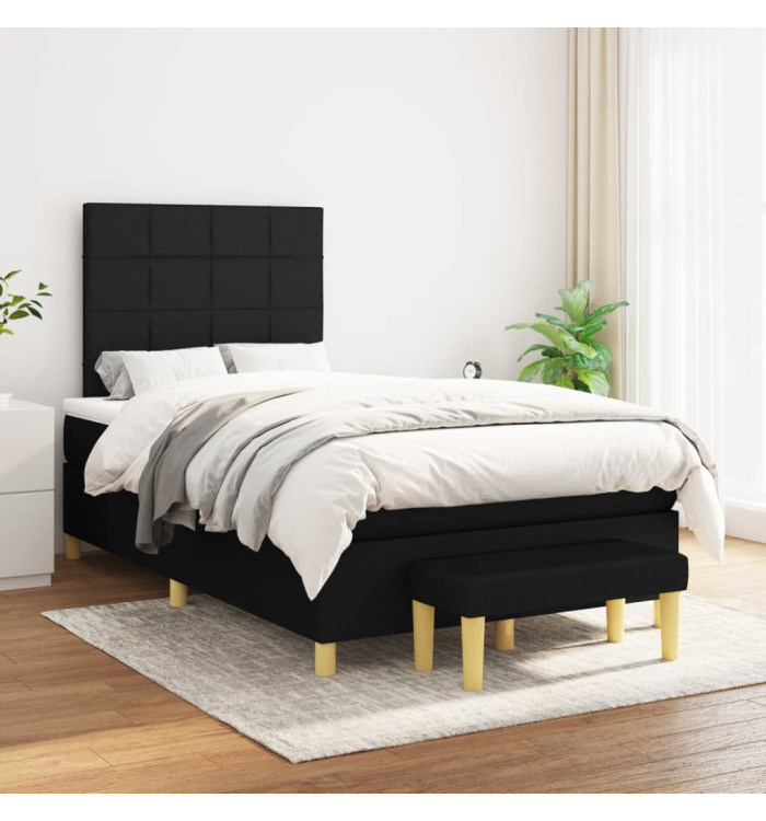 Sommier à lattes de lit avec matelas Noir 120x200 cm Tissu | Mobilier & Déco
