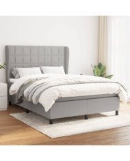 Sommier à lattes de lit avec matelas Gris clair 140x190cm Tissu | Mobilier & Déco