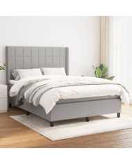 Sommier à lattes de lit avec matelas Gris clair 140x190cm Tissu | Mobilier & Déco
