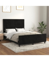 Cadre de lit sans matelas noir 140x200 cm velours | Mobilier & Déco