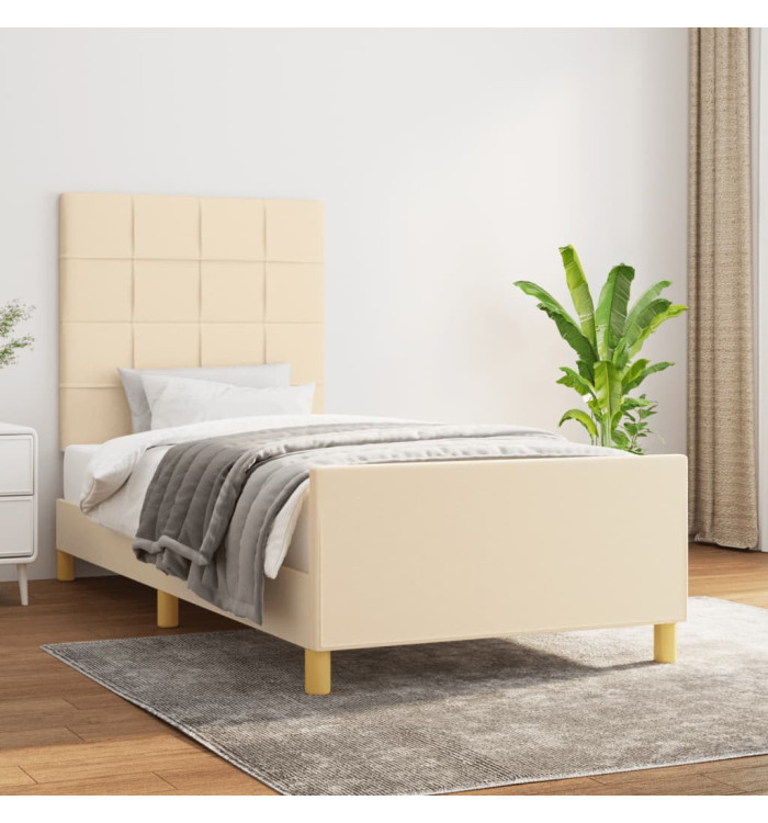 Cadre de lit sans matelas crème 90x190 cm tissu | Mobilier & Déco