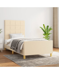 Cadre de lit sans matelas crème 90x190 cm tissu | Mobilier & Déco