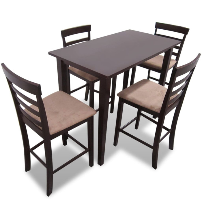 Set table et 4 chaises de bar en bois coloris marron | Mobilier & Déco