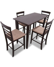 Set table et 4 chaises de bar en bois coloris marron | Mobilier & Déco