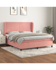 Sommier à lattes de lit avec matelas Rose 180x200 cm Velours | Mobilier & Déco