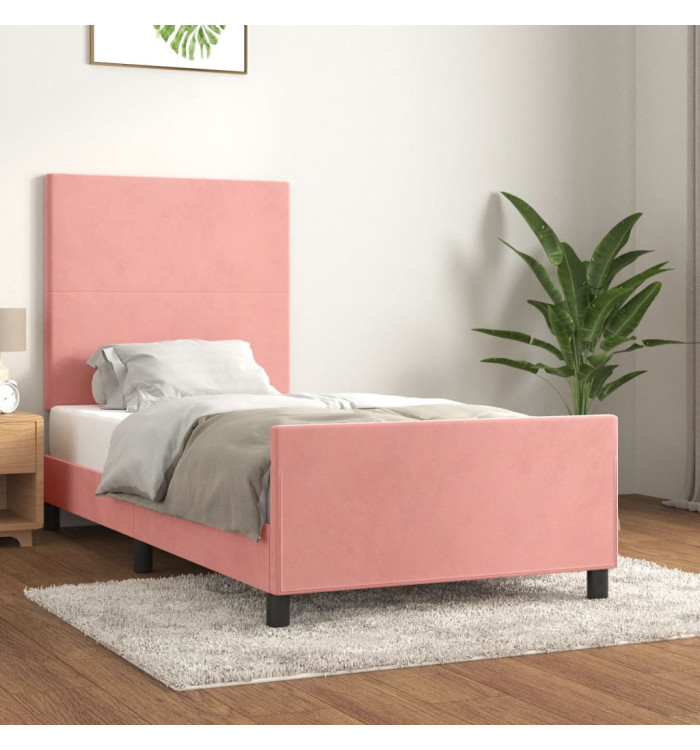 Cadre de lit sans matelas rose 90x200 cm velours | Mobilier & Déco