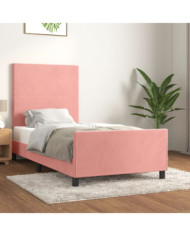 Cadre de lit sans matelas rose 90x200 cm velours | Mobilier & Déco