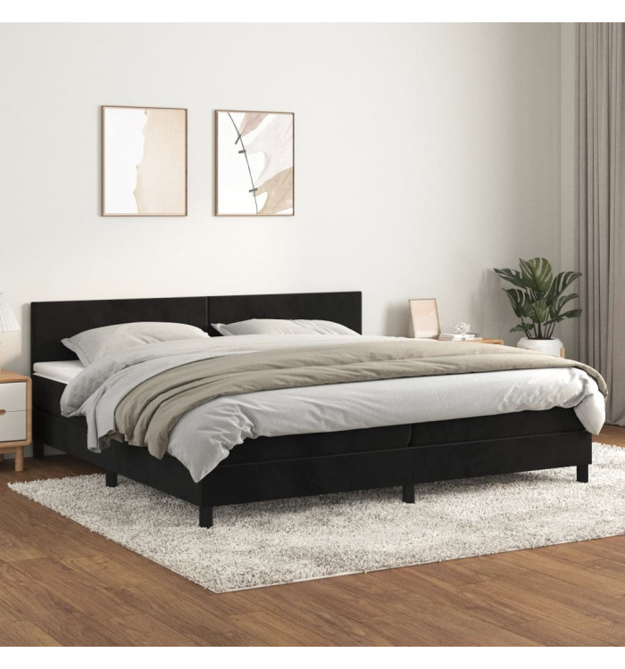 Sommier à lattes de lit et matelas Noir 200x200 cm Velours | Mobilier & Déco