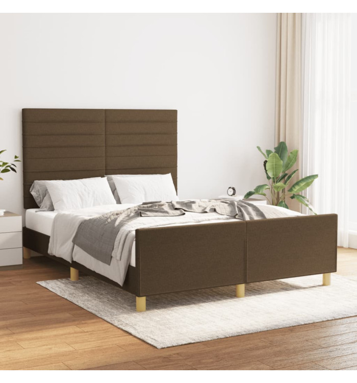 Cadre de lit sans matelas marron foncé 140x190 cm tissu | Mobilier & Déco