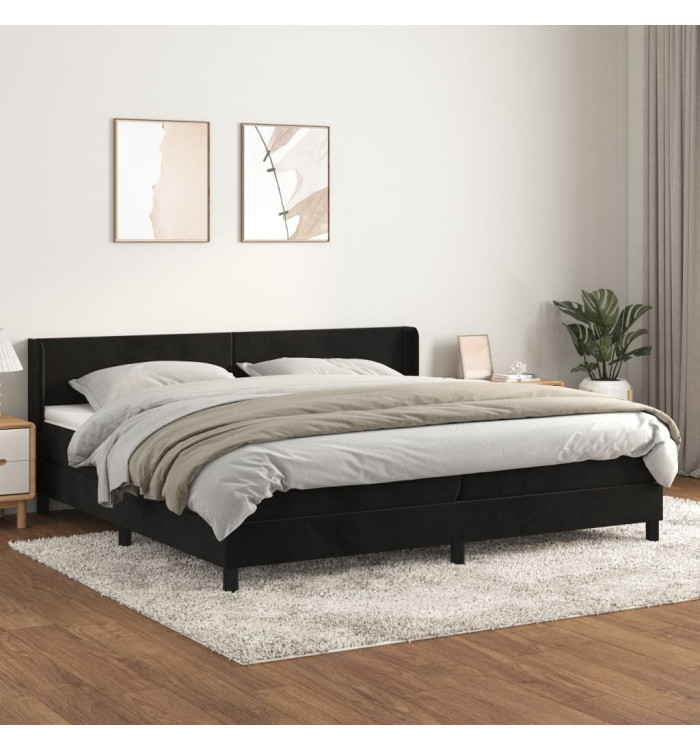 Sommier à lattes de lit et matelas Noir 200x200 cm Velours | Mobilier & Déco