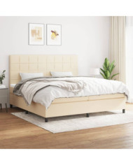 Sommier à lattes de lit avec matelas Crème 200x200 cm Tissu | Mobilier & Déco