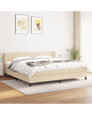 Sommier à lattes de lit avec matelas Crème 200x200 cm Tissu | Mobilier & Déco