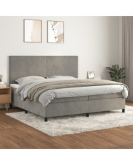 Sommier à lattes de lit et matelas Gris clair 200x200cm Velours | Mobilier & Déco