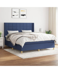 Sommier à lattes de lit avec matelas Bleu 160x200 cm Tissu | Mobilier & Déco