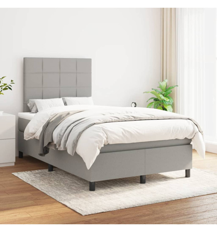 Sommier à lattes de lit avec matelas Gris clair 120x200cm Tissu | Mobilier & Déco