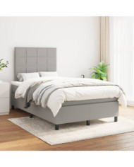 Sommier à lattes de lit avec matelas Gris clair 120x200cm Tissu | Mobilier & Déco