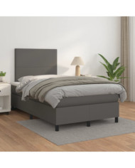 Sommier à lattes de lit avec matelas Gris 120x200 cm Similicuir | Mobilier & Déco