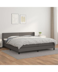 Sommier à lattes de lit avec matelas Gris 200x200 cm Similicuir | Mobilier & Déco