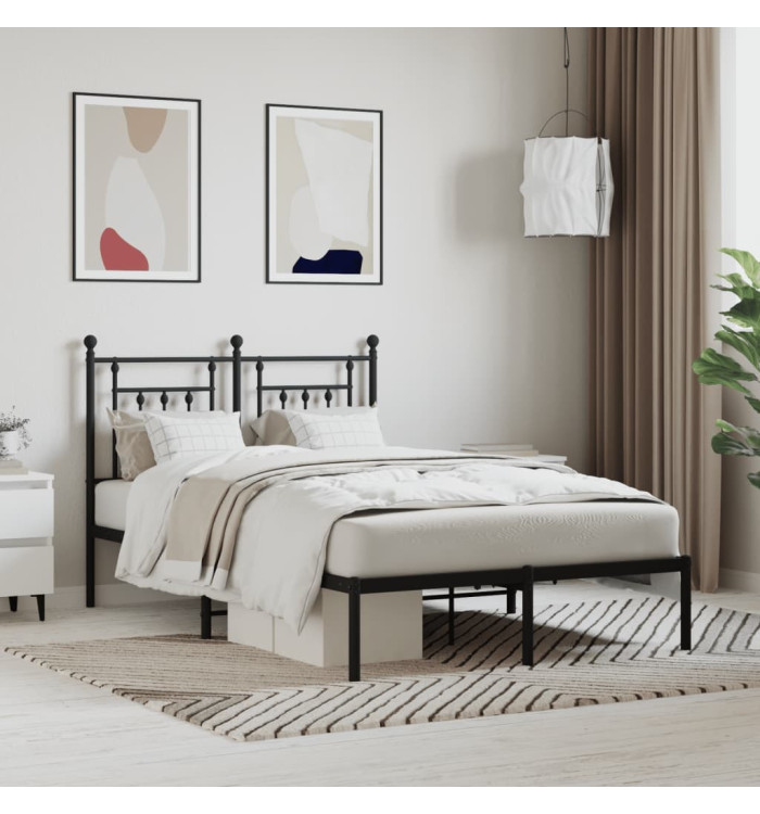 Cadre de lit métal sans matelas avec tête de lit noir 120x200cm | Mobilier & Déco