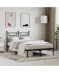 Cadre de lit métal sans matelas avec tête de lit noir 120x200cm | Mobilier & Déco