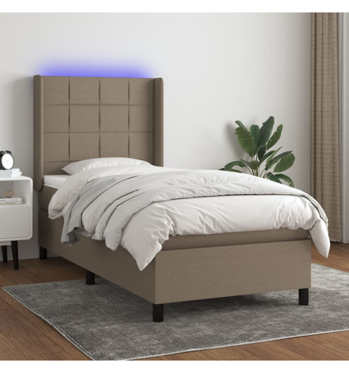 Sommier à lattes de lit matelas LED Taupe 80x200cm Tissu | Mobilier & Déco