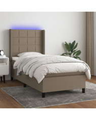 Sommier à lattes de lit matelas LED Taupe 80x200cm Tissu | Mobilier & Déco