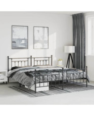 Cadre de lit métal sans matelas avec pied de lit noir 193x203cm | Mobilier & Déco