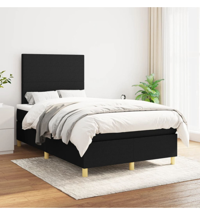 Sommier à lattes de lit avec matelas Noir 120x200 cm Tissu | Mobilier & Déco