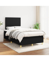 Sommier à lattes de lit avec matelas Noir 120x200 cm Tissu | Mobilier & Déco