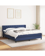 Sommier à lattes de lit avec matelas Bleu 160x200 cm Tissu | Mobilier & Déco