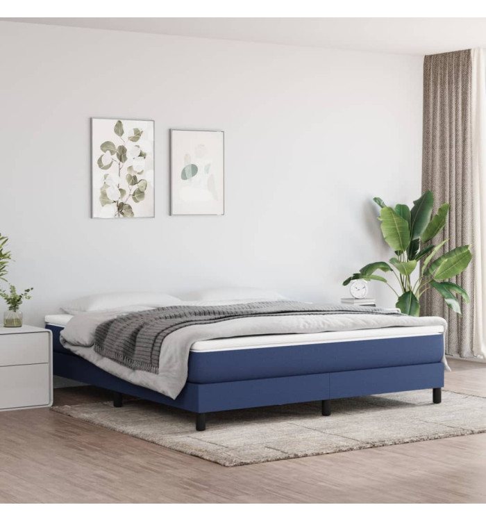 Cadre de lit sans matelas bleu 160x200 cm tissu | Mobilier & Déco