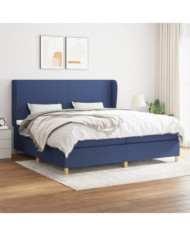 Sommier à lattes de lit avec matelas Bleu 200x200 cm Tissu | Mobilier & Déco
