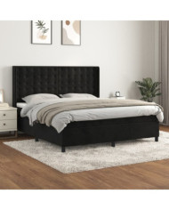 Sommier à lattes de lit avec matelas Noir 180x200 cm Velours | Mobilier & Déco