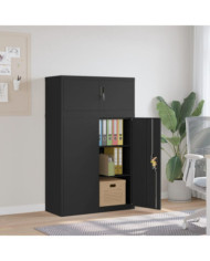 Classeur noir 90x40x145 cm acier | Mobilier & Déco