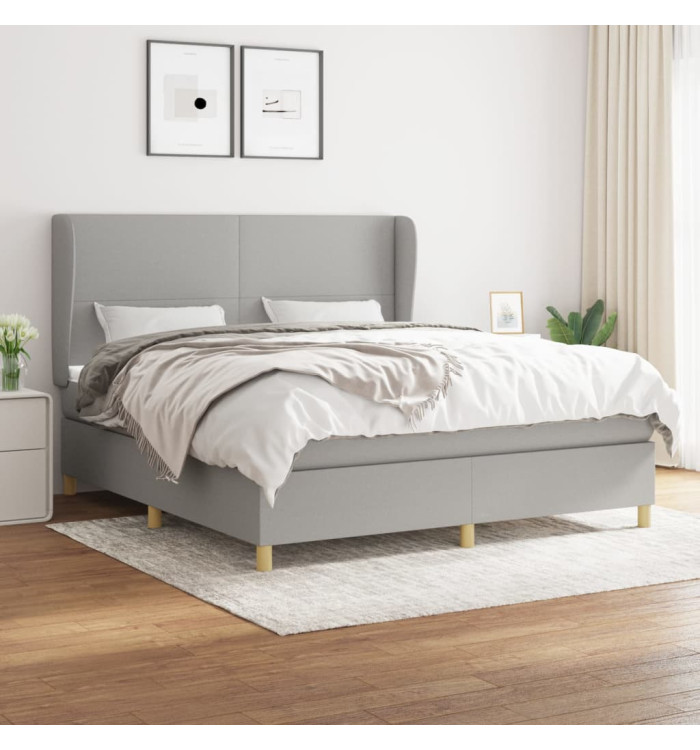 Sommier à lattes de lit avec matelas Gris clair 180x200cm Tissu | Mobilier & Déco