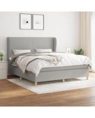 Sommier à lattes de lit avec matelas Gris clair 180x200cm Tissu | Mobilier & Déco