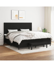 Sommier à lattes de lit avec matelas Noir 200x200 cm Tissu | Mobilier & Déco