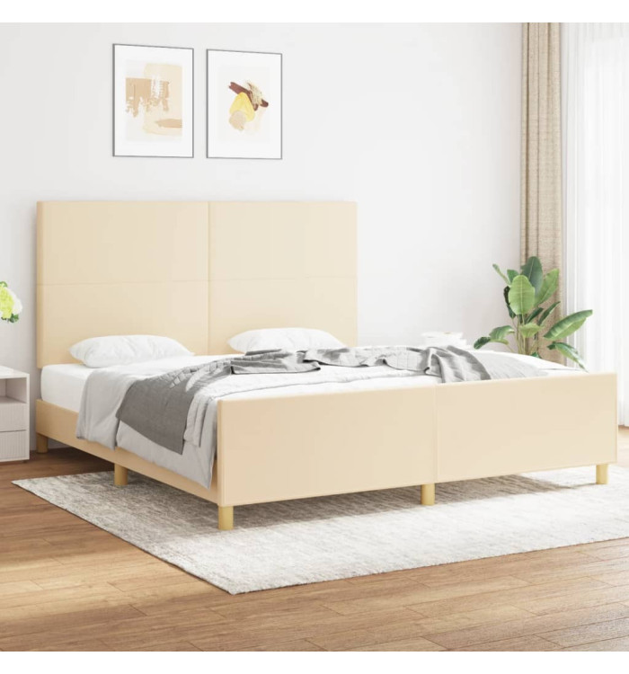 Cadre de lit sans matelas crème 180x200 cm tissu | Mobilier & Déco
